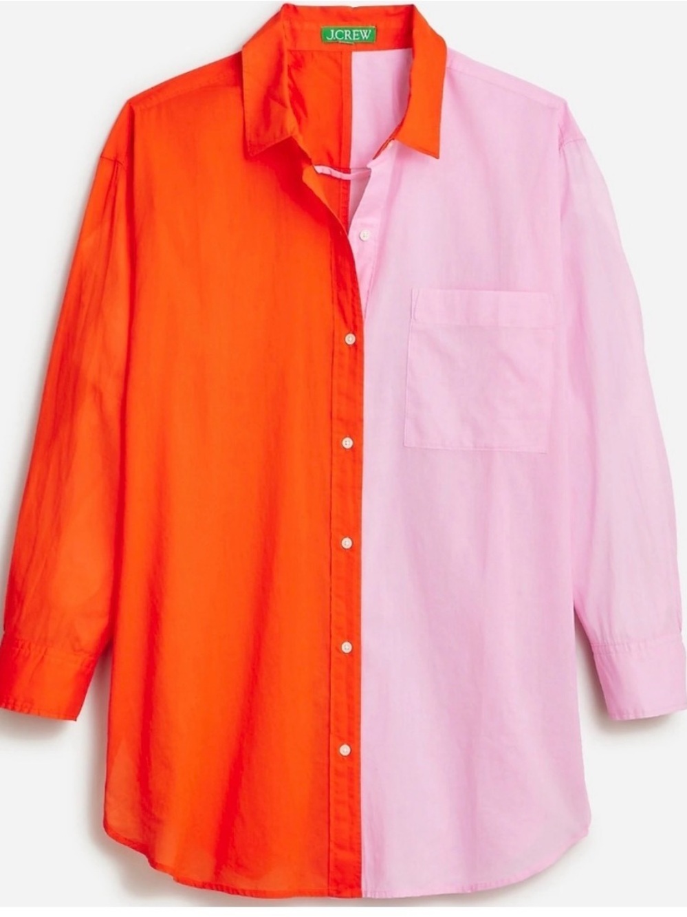 J. CREW Button Up Oversized Beach Cotton Shirt Color Block Sz Small Women's